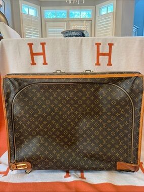 Louis Vuitton Monogram Canvas Suitcase with Tan Trim, Look at Photos